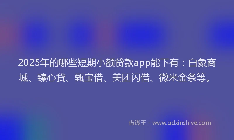 2025年的哪些短期小额贷款app能下有：白象商城、臻心贷、甄宝借、美团闪借、微米金条等。