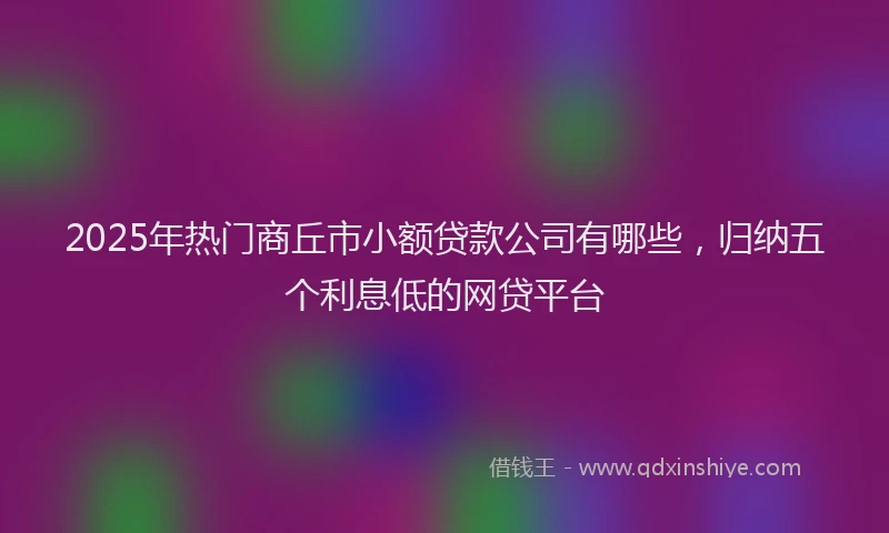 2025年热门商丘市小额贷款公司有哪些，归纳五个利息低的网贷平台