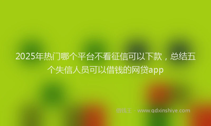 2025年热门哪个平台不看征信可以下款，总结五个失信人员可以借钱的网贷app