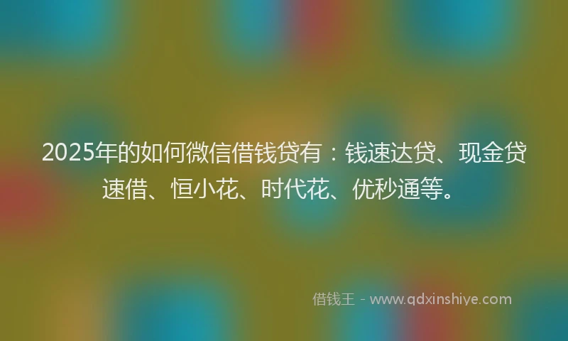 2025年的如何微信借钱贷有：钱速达贷、现金贷速借、恒小花、时代花、优秒通等。