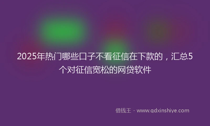 2025年热门哪些口子不看征信在下款的，汇总5个对征信宽松的网贷软件