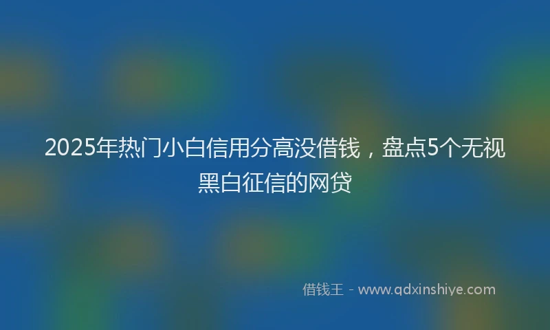 2025年热门小白信用分高没借钱,盘点5个无视黑白征信的网贷