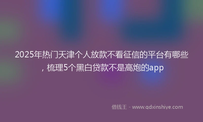 2025年热门天津个人放款不看征信的平台有哪些，梳理5个黑白贷款不是高炮的app