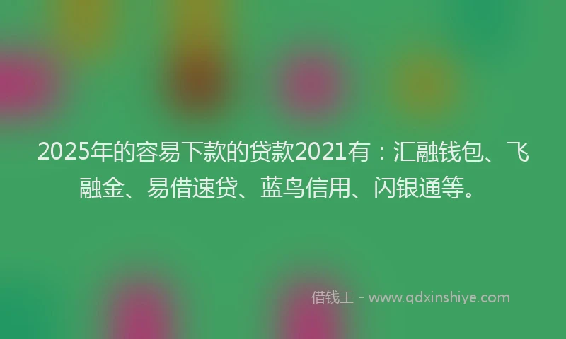 2025年的容易下款的贷款2021有：汇融钱包、飞融金、易借速贷、蓝鸟信用、闪银通等。