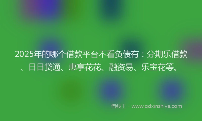 2025年的哪个借款平台不看负债有：分期乐借款、日日贷通、惠享花花、融资易、乐宝花等。