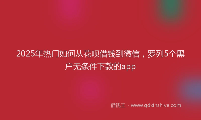 2025年热门如何从花呗借钱到微信，罗列5个黑户无条件下款的app