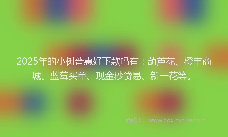 2025年的小树普惠好下款吗有：葫芦花、橙丰商城、蓝莓买单、现金秒贷易、新一花等。