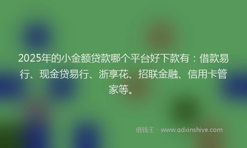 2025年的小金额贷款哪个平台好下款有：借款易行、现金贷易行、浙享花、招联金融、信用卡管家等。
