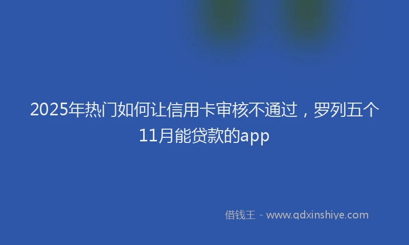2025年热门如何让信用卡审核不通过，罗列五个11月能贷款的app