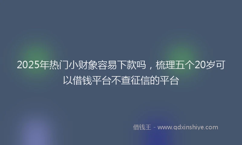 2025年热门小财象容易下款吗，梳理五个20岁可以借钱平台不查征信的平台