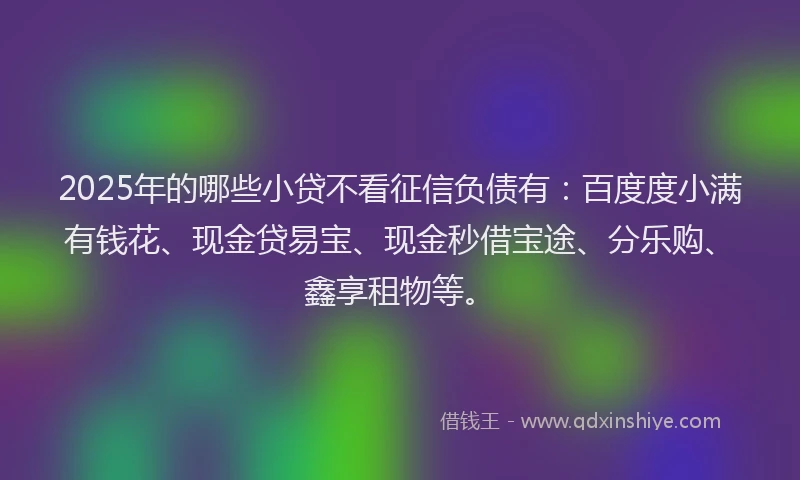 2025年的哪些小贷不看征信负债有：百度度小满有钱花、现金贷易宝、现金秒借宝途、分乐购、鑫享租物等。