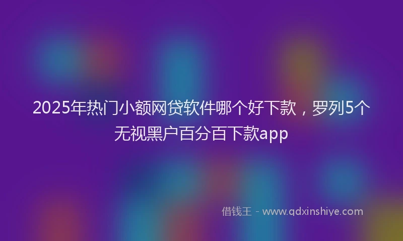 2025年热门小额网贷软件哪个好下款，罗列5个无视黑户百分百下款app