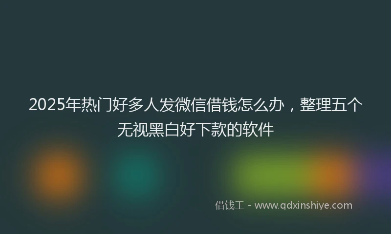 2025年热门好多人发微信借钱怎么办，整理五个无视黑白好下款的软件