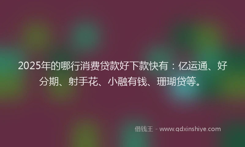 2025年的哪行消费贷款好下款快有：亿运通、好分期、射手花、小融有钱、珊瑚贷等。