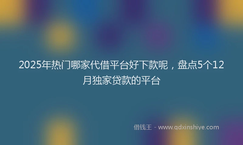 2025年热门哪家代借平台好下款呢，盘点5个12月独家贷款的平台