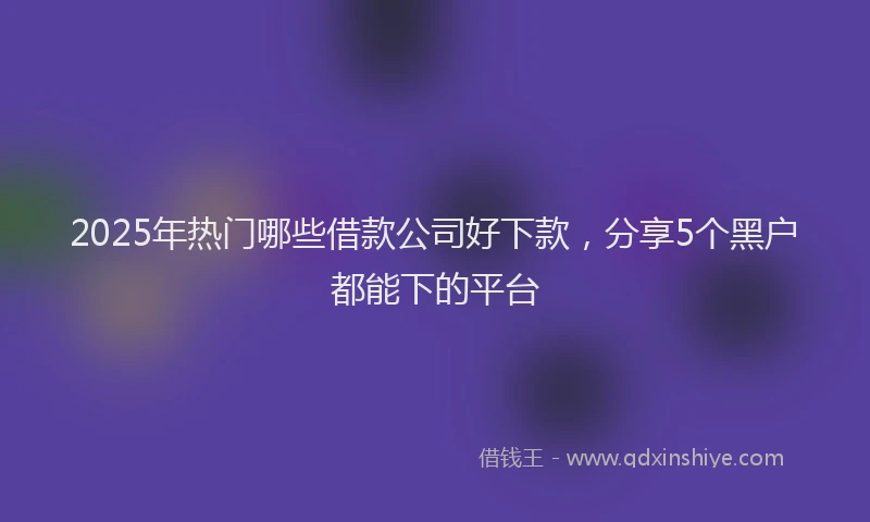 2025年热门哪些借款公司好下款，分享5个黑户都能下的平台