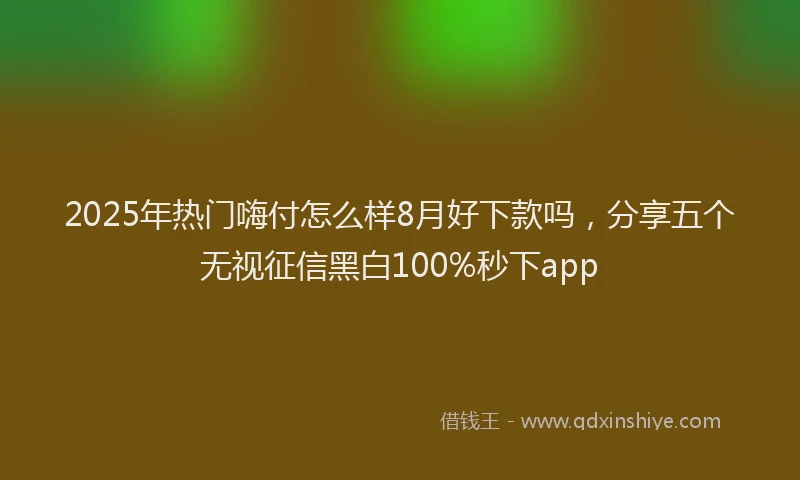 2025年热门嗨付怎么样8月好下款吗，分享五个无视征信黑白100%秒下app