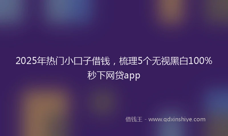 2025年热门小囗子借钱，梳理5个无视黑白100%秒下网贷app