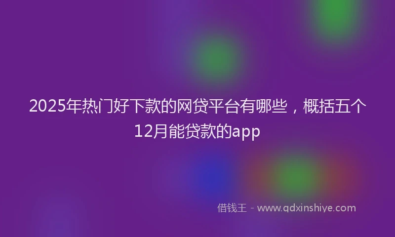 2025年热门好下款的网贷平台有哪些，概括五个12月能贷款的app