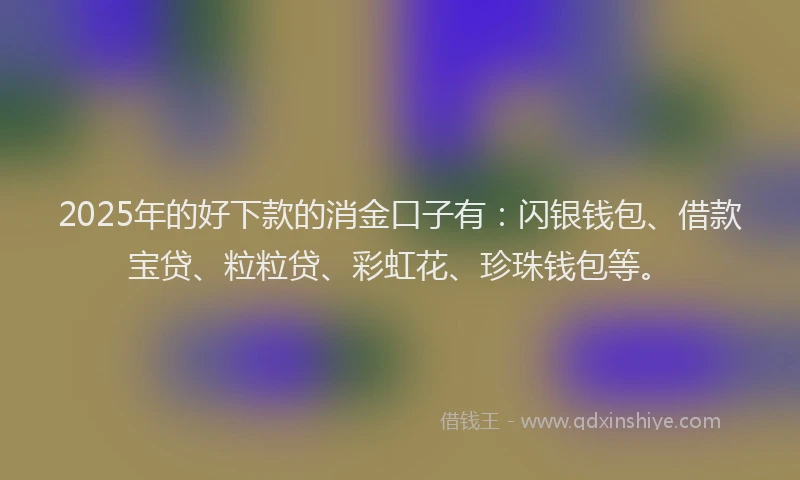 2025年的好下款的消金口子有：闪银钱包、借款宝贷、粒粒贷、彩虹花、珍珠钱包等。