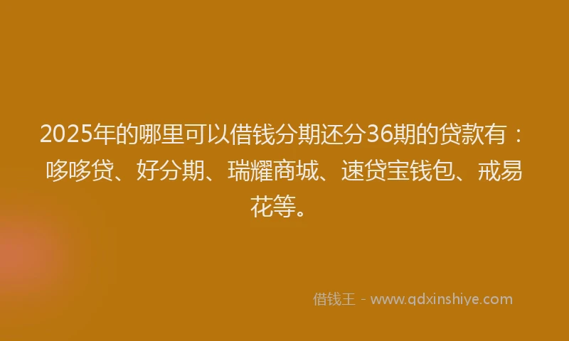 2025年的哪里可以借钱分期还分36期的贷款有：哆哆贷、好分期、瑞耀商城、速贷宝钱包、戒易花等。