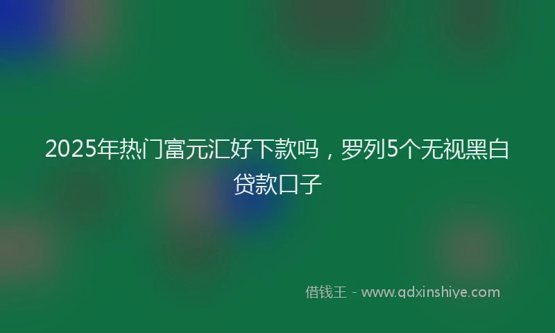 2025年热门富元汇好下款吗,罗列5个无视黑白贷款口子