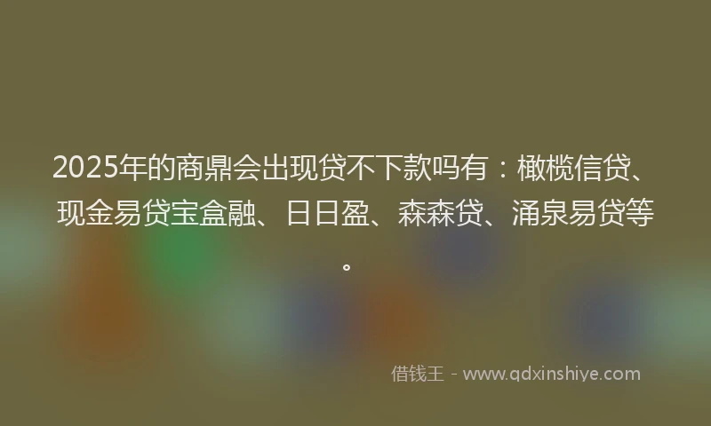2025年的商鼎会出现贷不下款吗有：橄榄信贷、现金易贷宝盒融、日日盈、森森贷、涌泉易贷等。