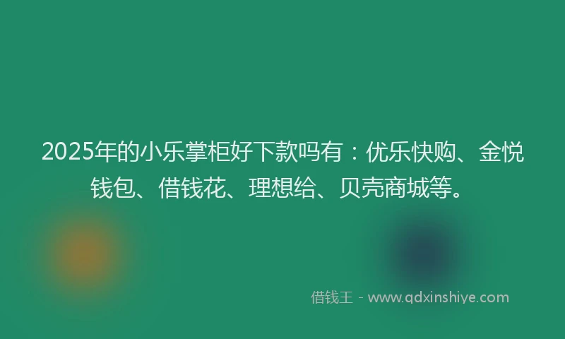 2025年的小乐掌柜好下款吗有：优乐快购、金悦钱包、借钱花、理想给、贝壳商城等。