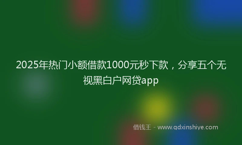 2025年热门小额借款1000元秒下款，分享五个无视黑白户网贷app