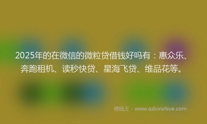 2025年的在微信的微粒贷借钱好吗有：惠众乐、奔跑租机、读秒快贷、星海飞贷、维品花等。