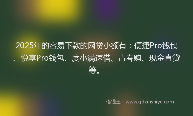 2025年的容易下款的网贷小额有：便捷Pro钱包、悦享Pro钱包、度小满速借、青春购、现金直贷等。