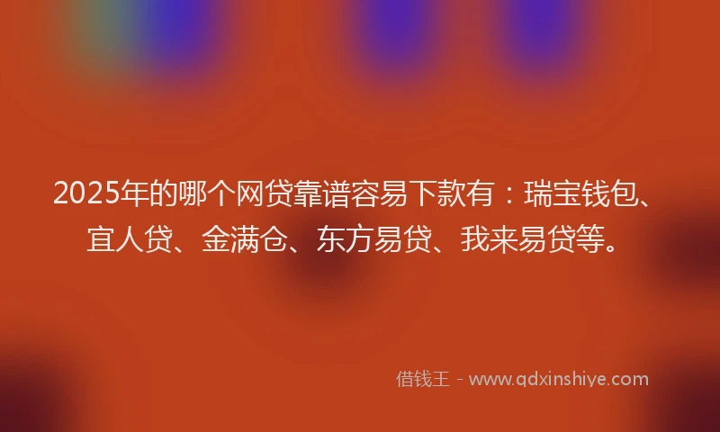 2025年的哪个网贷靠谱容易下款有：瑞宝钱包、宜人贷、金满仓、东方易贷、我来易贷等。