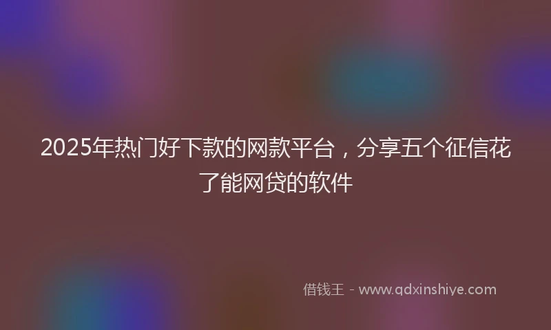 2025年热门好下款的网款平台，分享五个征信花了能网贷的软件