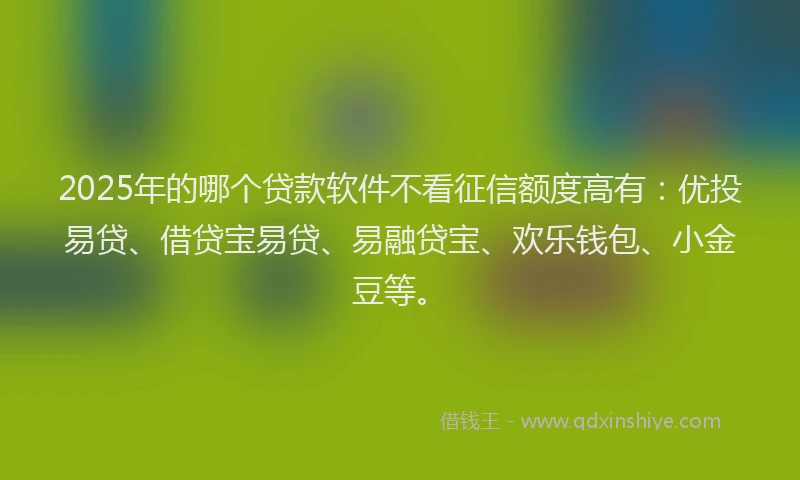 2025年的哪个贷款软件不看征信额度高有：优投易贷、借贷宝易贷、易融贷宝、欢乐钱包、小金豆等。