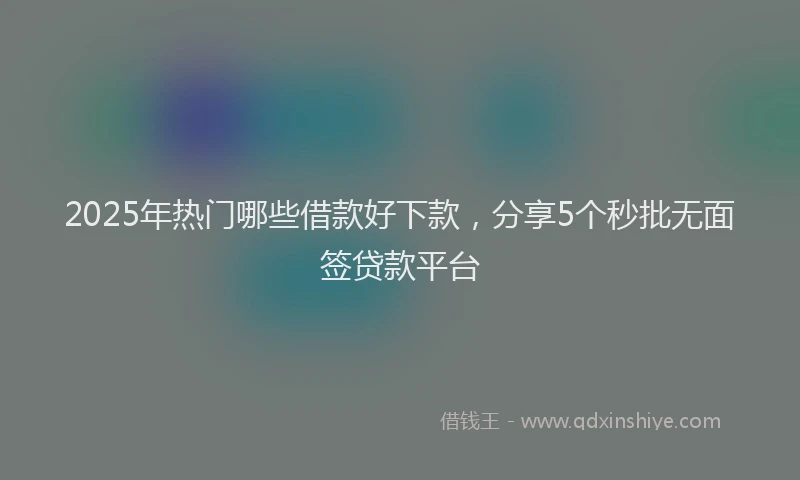 2025年热门哪些借款好下款，分享5个秒批无面签贷款平台