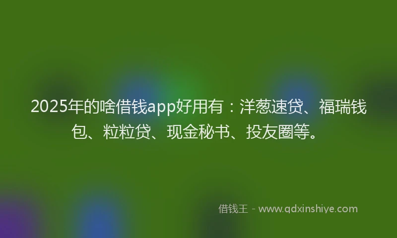 2025年的啥借钱app好用有：洋葱速贷、福瑞钱包、粒粒贷、现金秘书、投友圈等。