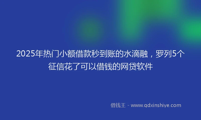 2025年热门小额借款秒到账的水滴融，罗列5个征信花了可以借钱的网贷软件