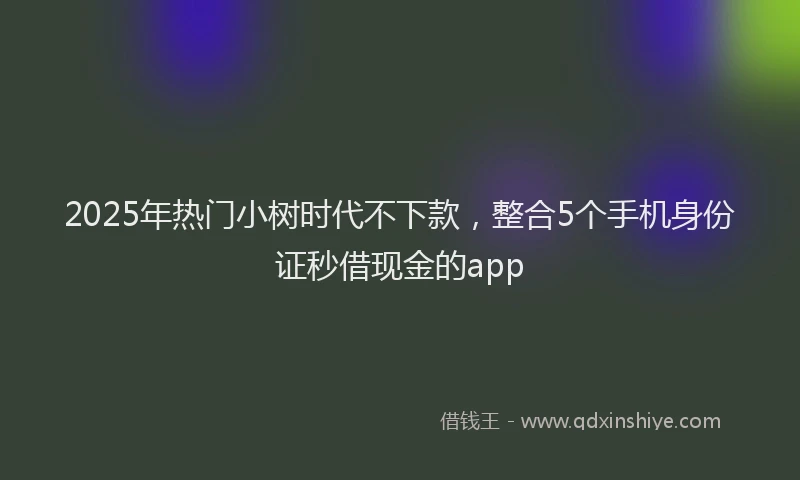 2025年热门小树时代不下款,整合5个手机身份证秒借现金的app