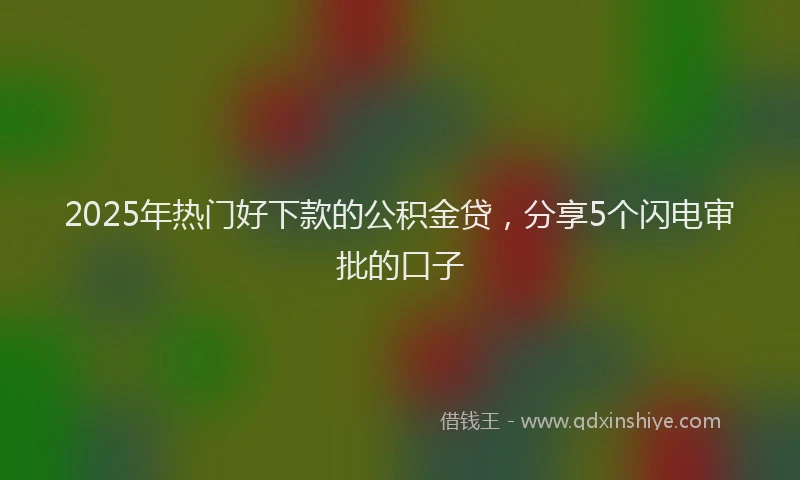 2025年热门好下款的公积金贷，分享5个闪电审批的口子