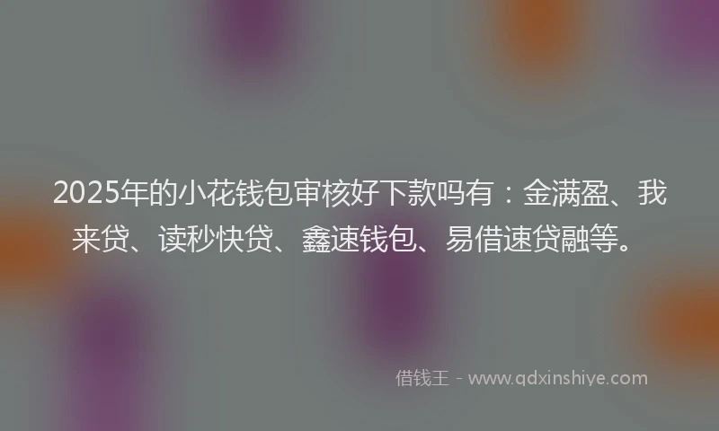 2025年的小花钱包审核好下款吗有：金满盈、我来贷、读秒快贷、鑫速钱包、易借速贷融等。