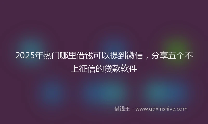 2025年热门哪里借钱可以提到微信，分享五个不上征信的贷款软件