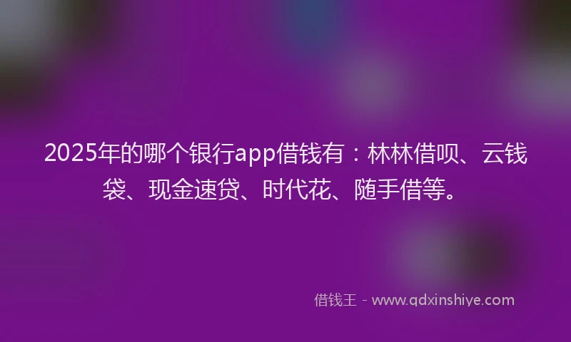 2025年的哪个银行app借钱有：林林借呗、云钱袋、现金速贷、时代花、随手借等。