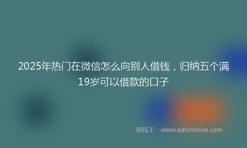 2025年热门在微信怎么向别人借钱，归纳五个满19岁可以借款的口子