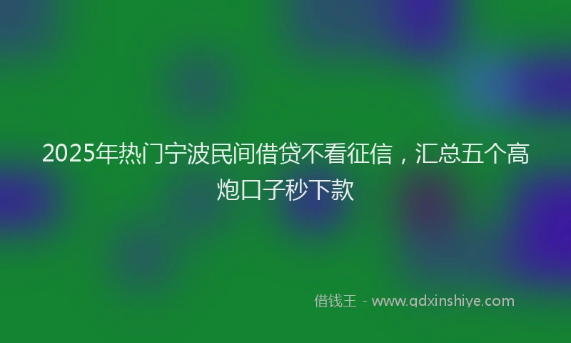 2025年热门宁波民间借贷不看征信，汇总五个高炮口子秒下款
