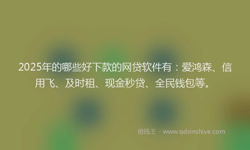 2025年的哪些好下款的网贷软件有：爱鸿森、信用飞、及时租、现金秒贷、全民钱包等。