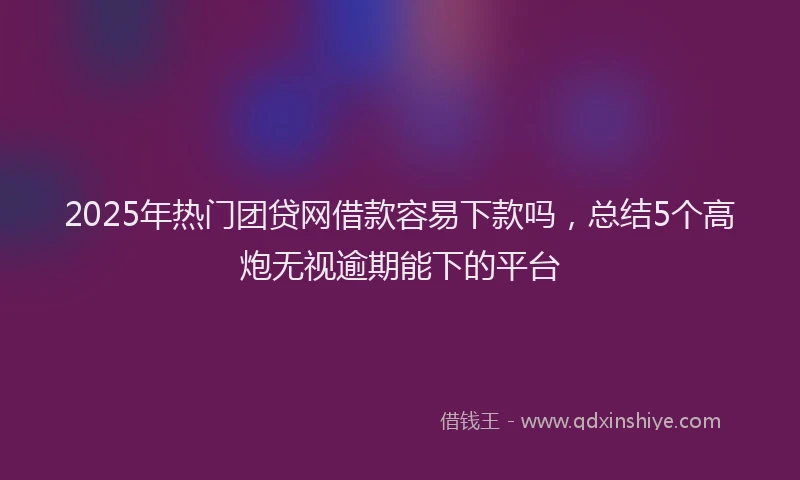 2025年热门团贷网借款容易下款吗，总结5个高炮无视逾期能下的平台