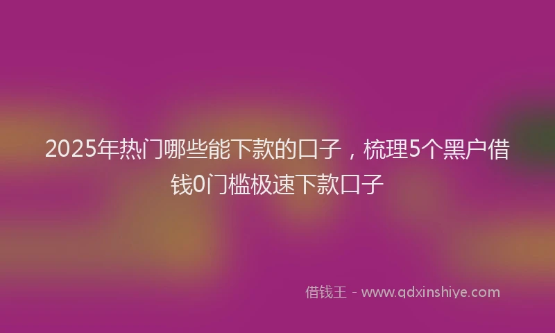 2025年热门哪些能下款的口子，梳理5个黑户借钱0门槛极速下款口子