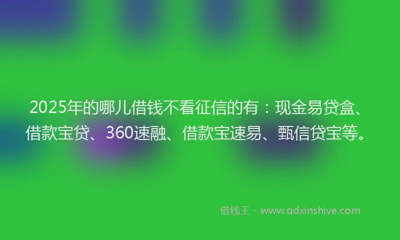 2025年的哪儿借钱不看征信的有：现金易贷盒、借款宝贷、360速融、借款宝速易、甄信贷宝等。