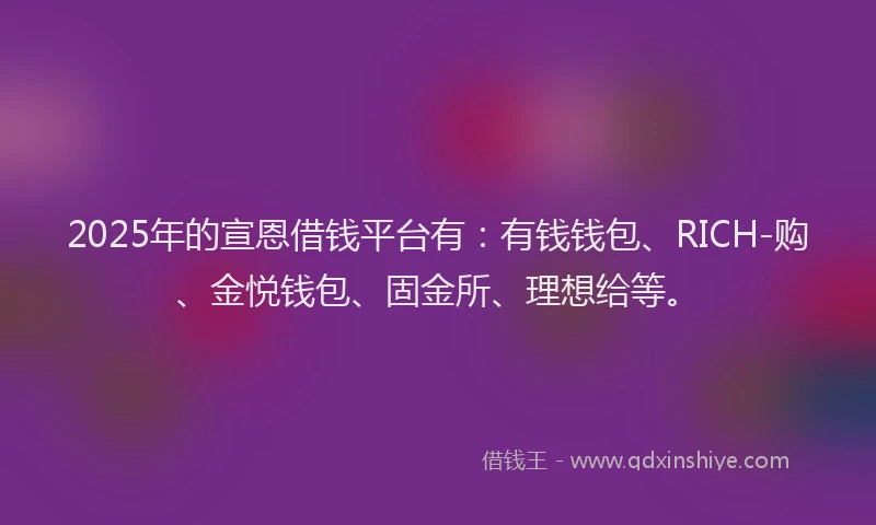 2025年的宣恩借钱平台有：有钱钱包、RICH-购、金悦钱包、固金所、理想给等。