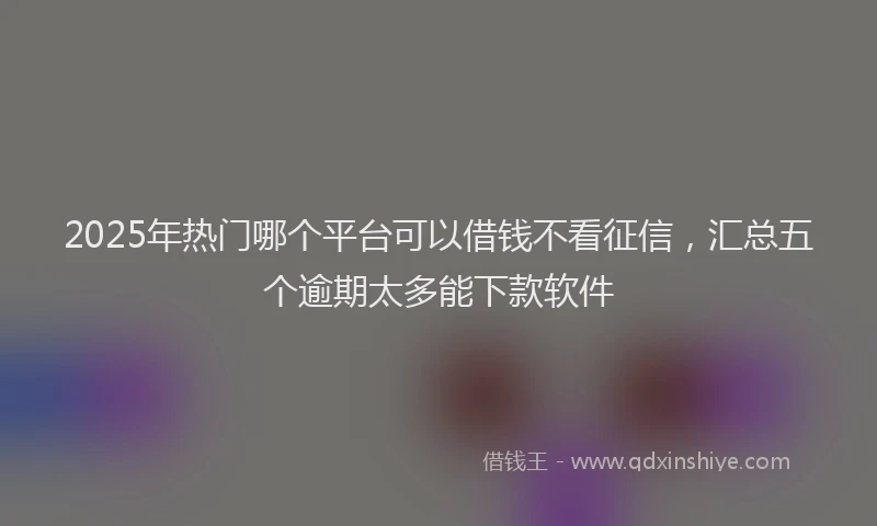 2025年热门哪个平台可以借钱不看征信，汇总五个逾期太多能下款软件